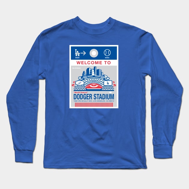 Dodger Stadium Baggage Tag Long Sleeve T-Shirt by ElRyeShop